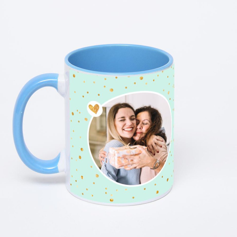 Синяя кружка с фотопечатью