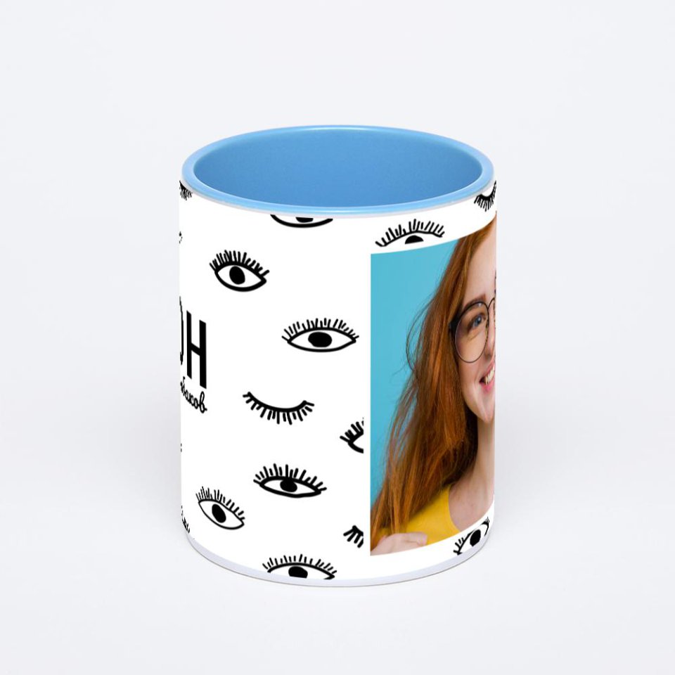 Синяя кружка с фотопечатью