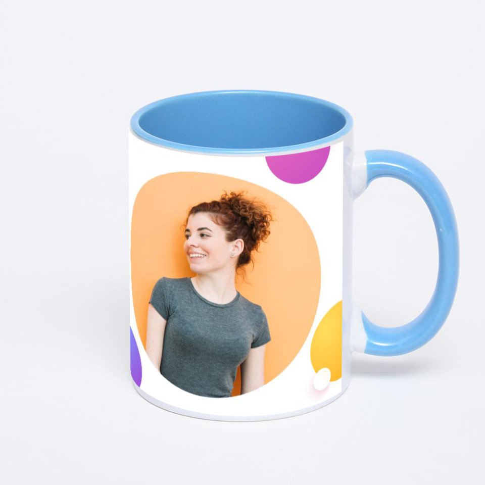 Синяя кружка с фотопечатью