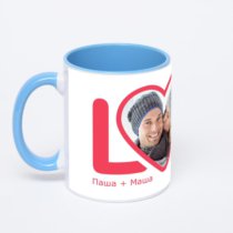 Синяя кружка с фотопечатью