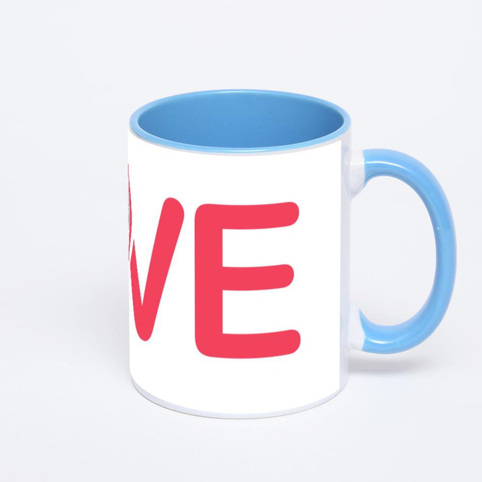 Синяя кружка с фотопечатью