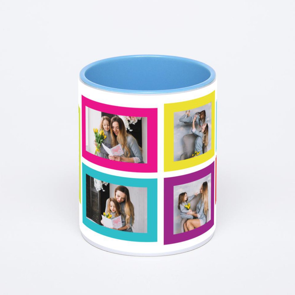 Синяя кружка с фотопечатью