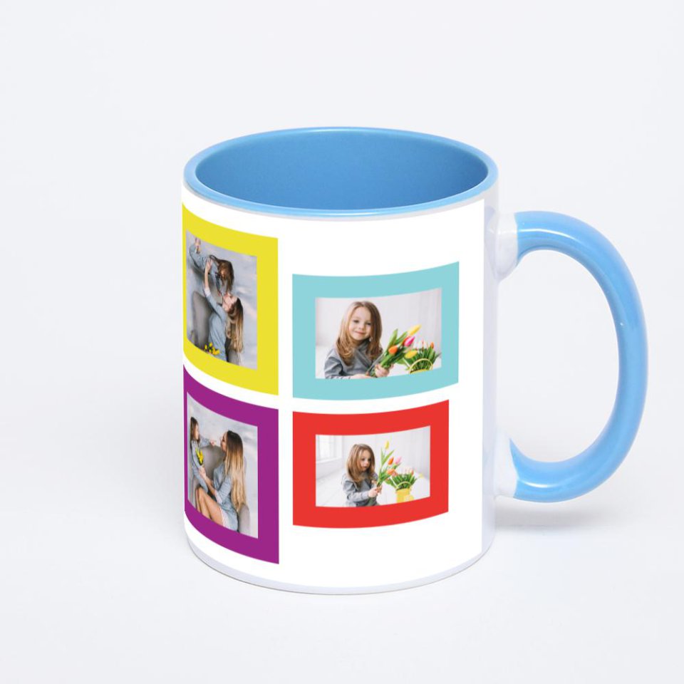 Синяя кружка с фотопечатью