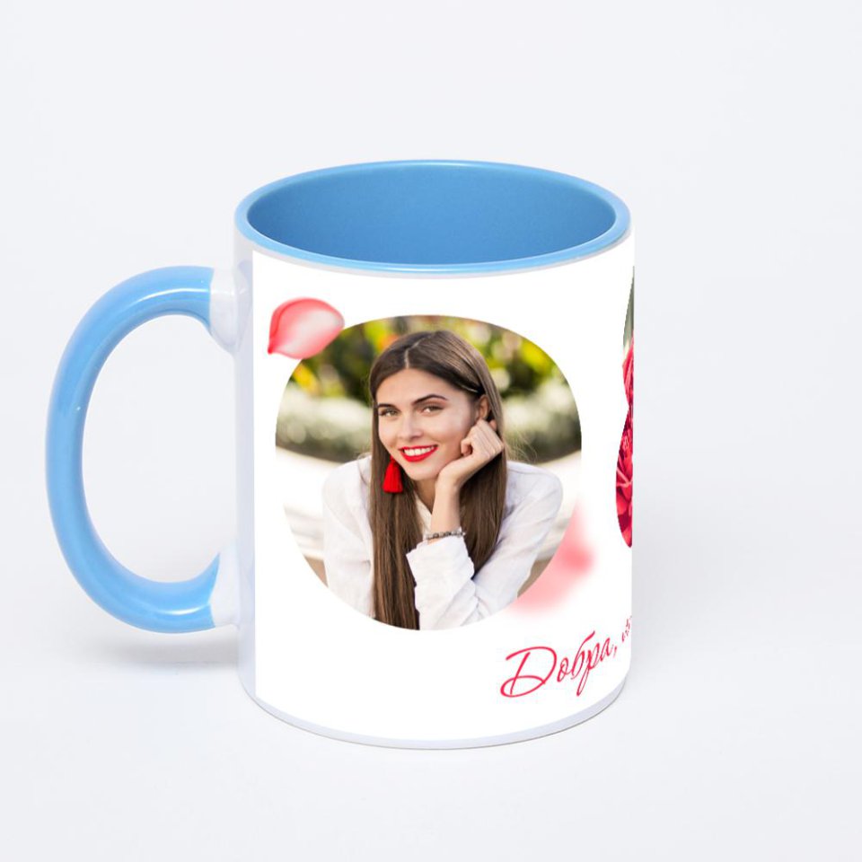 Синяя кружка с фотопечатью
