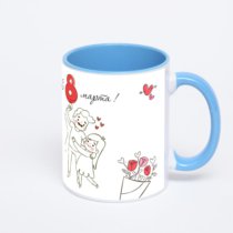 Синяя кружка с фотопечатью