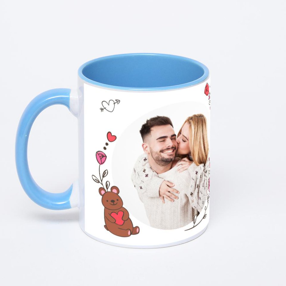 Синяя кружка с фотопечатью