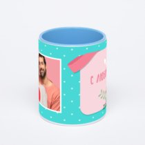 Синяя кружка с фотопечатью