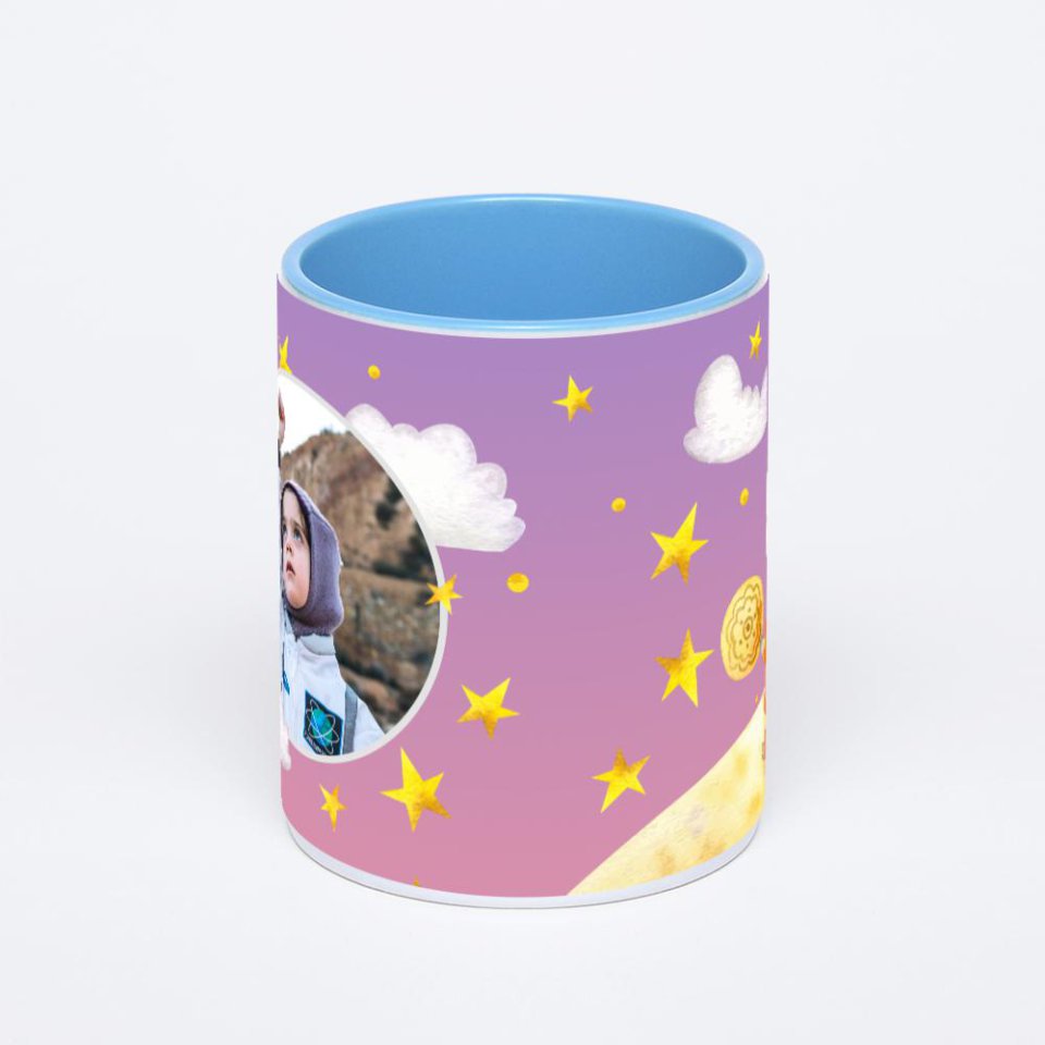 Синяя кружка с фотопечатью