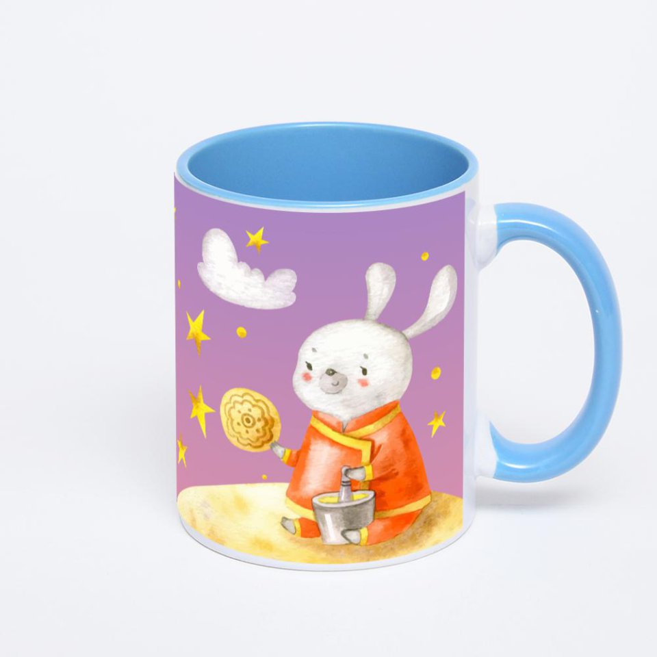 Синяя кружка с фотопечатью