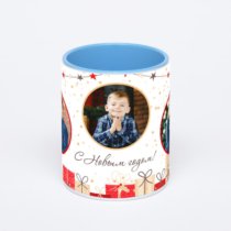 Синяя кружка с фотопечатью