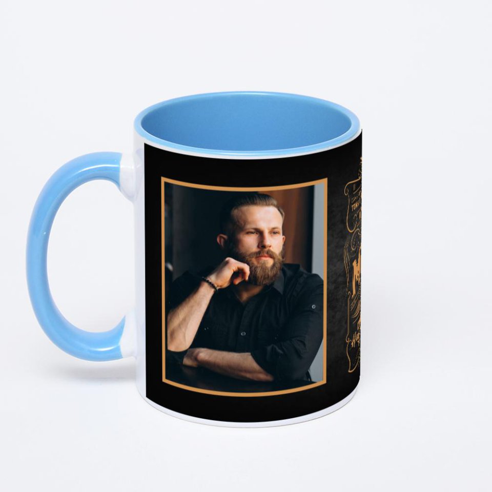 Синяя кружка с фотопечатью