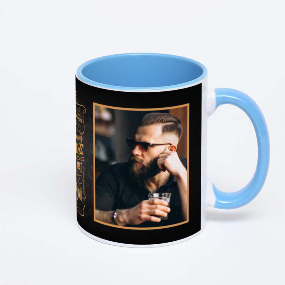 Синяя кружка с фотопечатью
