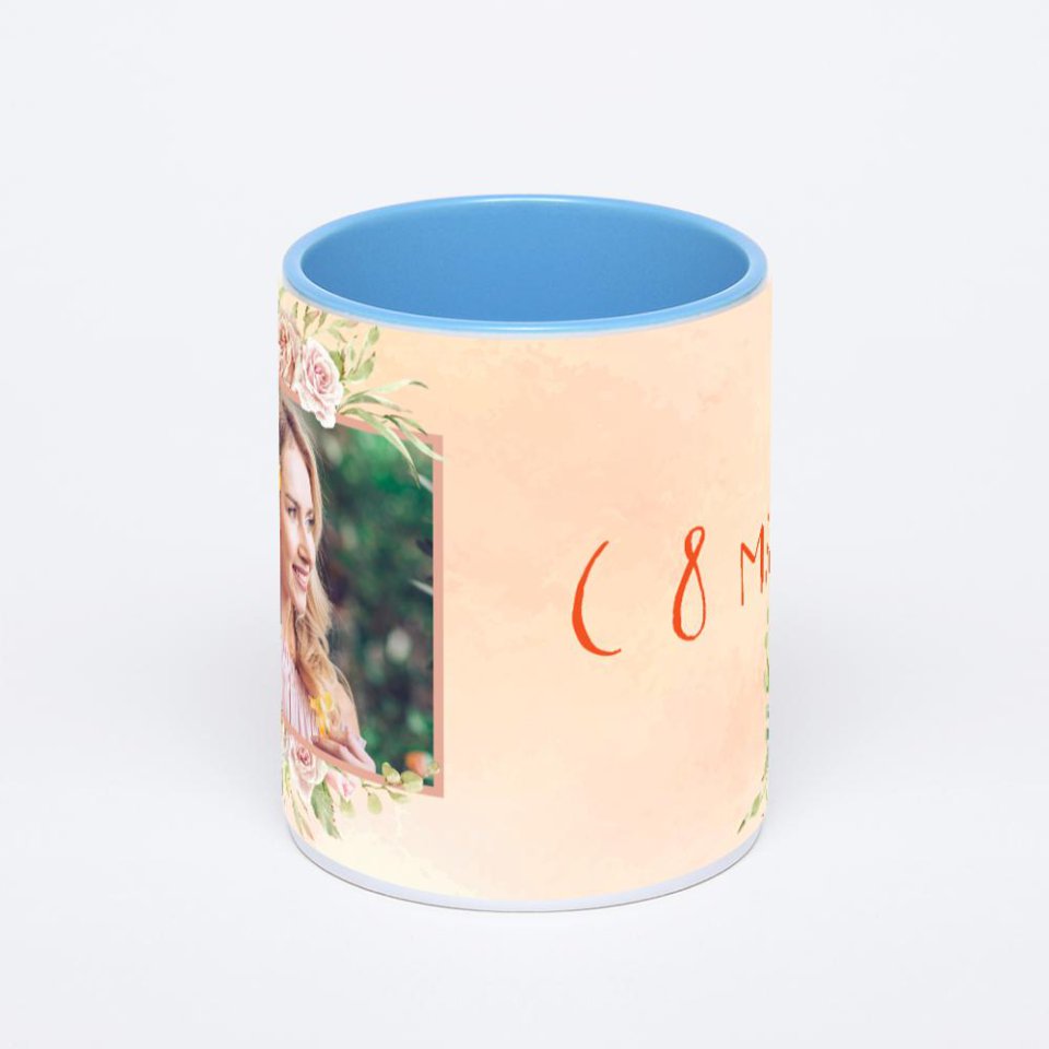 Синяя кружка с фотопечатью