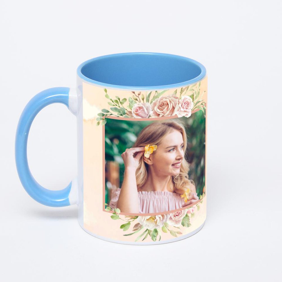 Синяя кружка с фотопечатью