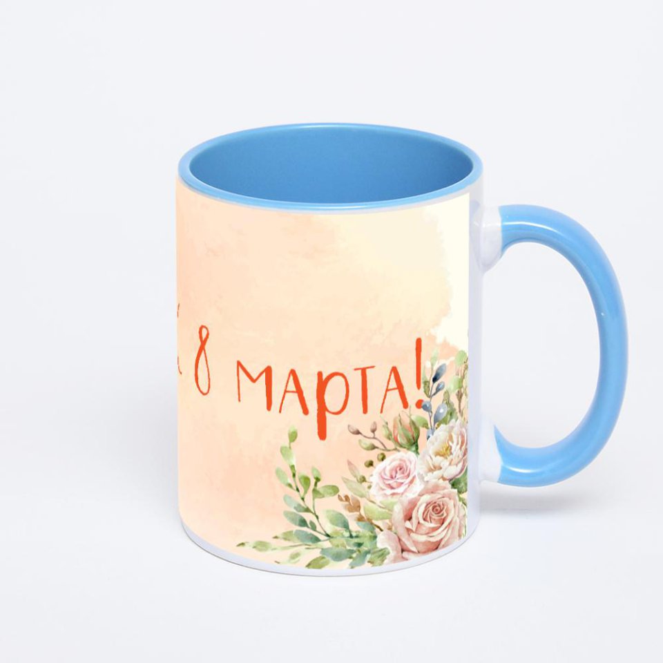 Синяя кружка с фотопечатью