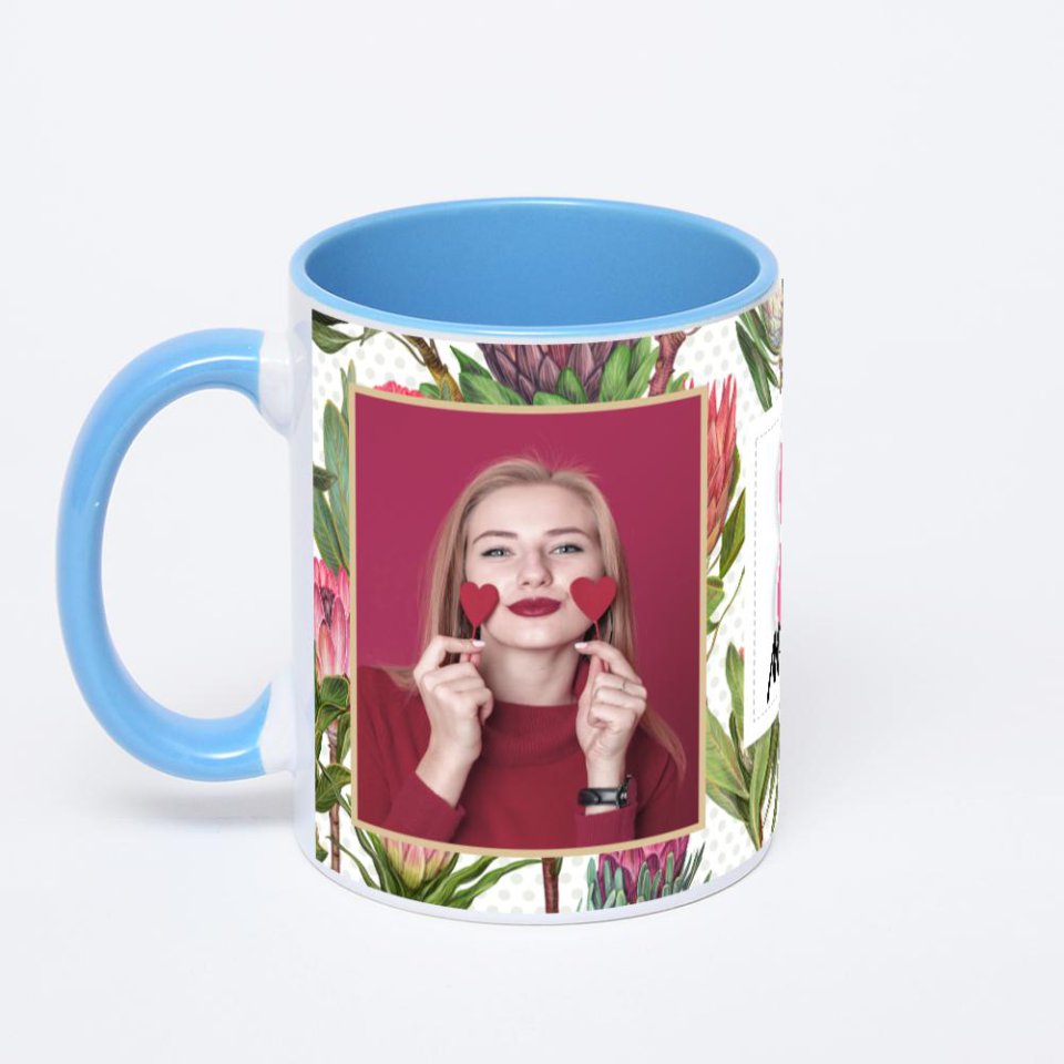 Синяя кружка с фотопечатью