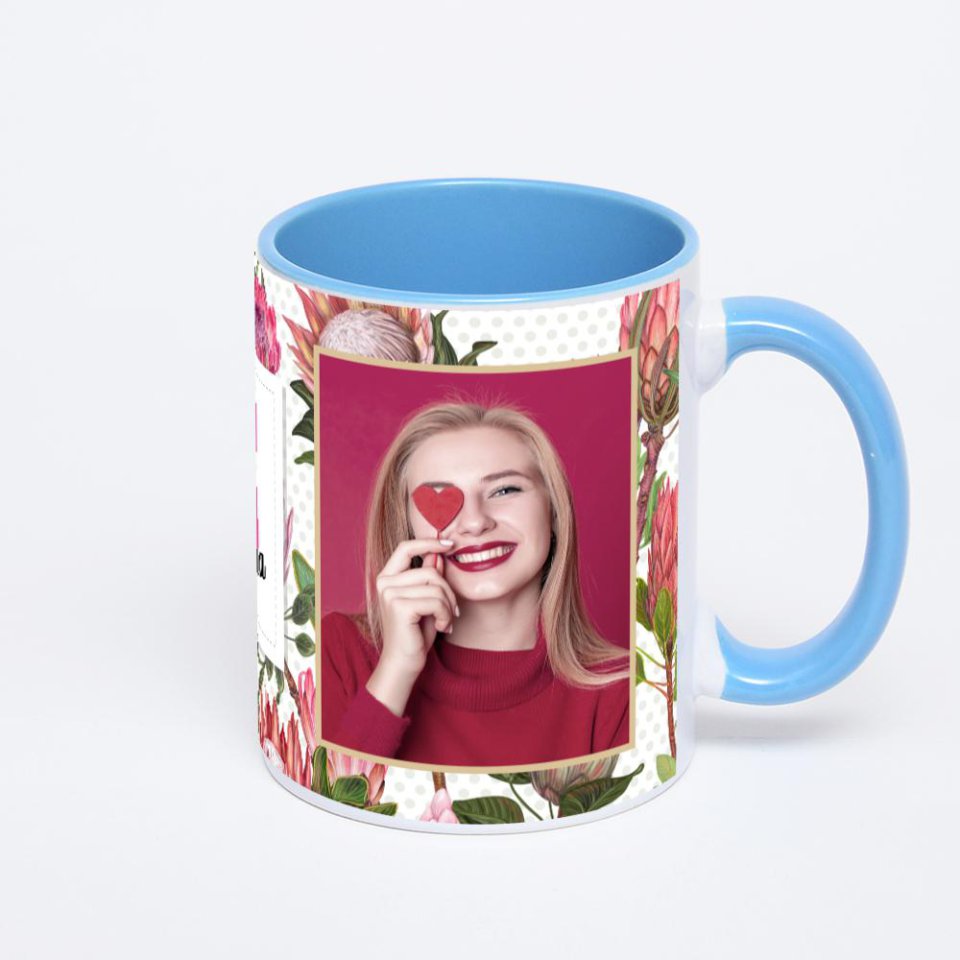 Синяя кружка с фотопечатью