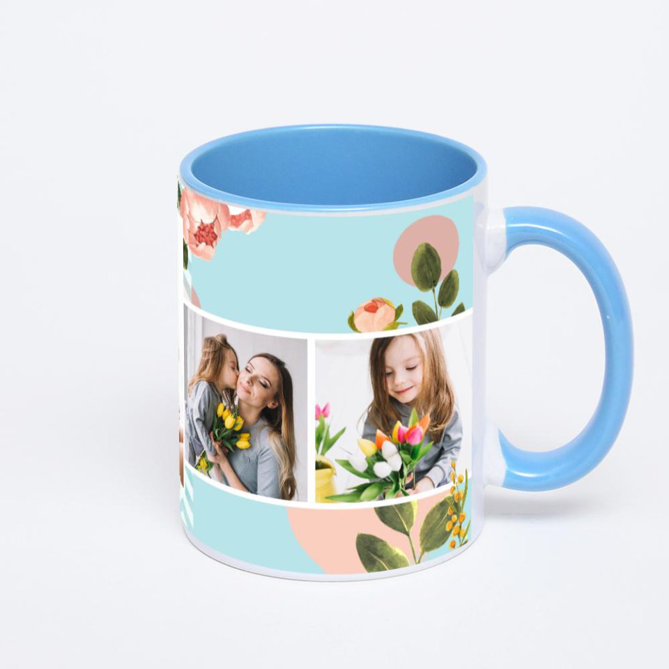 Синяя кружка с фотопечатью