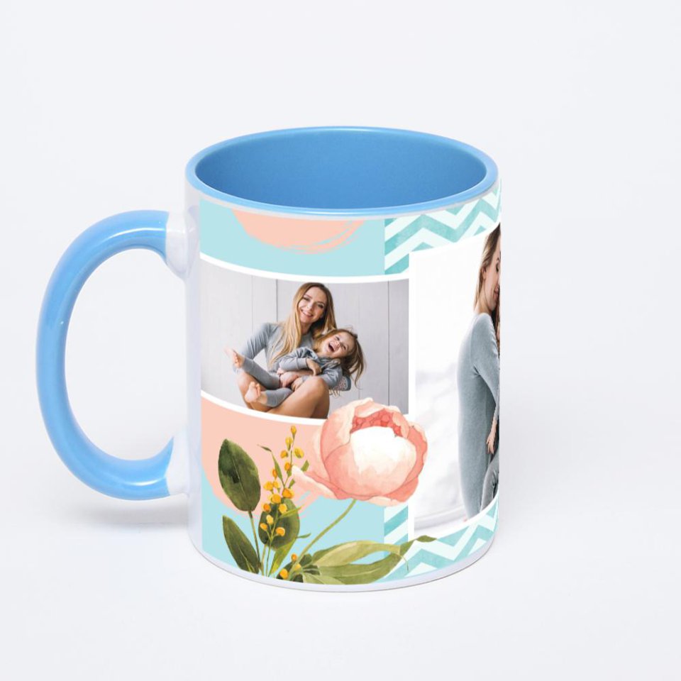 Синяя кружка с фотопечатью