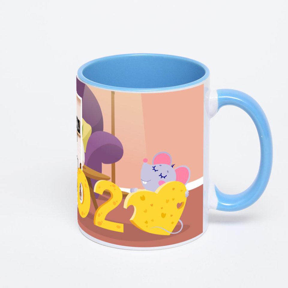 Синяя кружка с фотопечатью