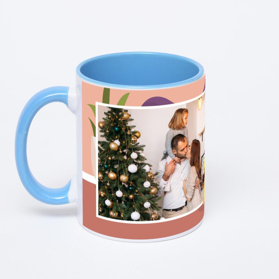 Синяя кружка с фотопечатью