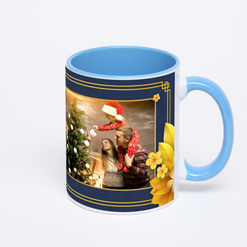 Синяя кружка с фотопечатью