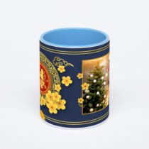 Синяя кружка с фотопечатью