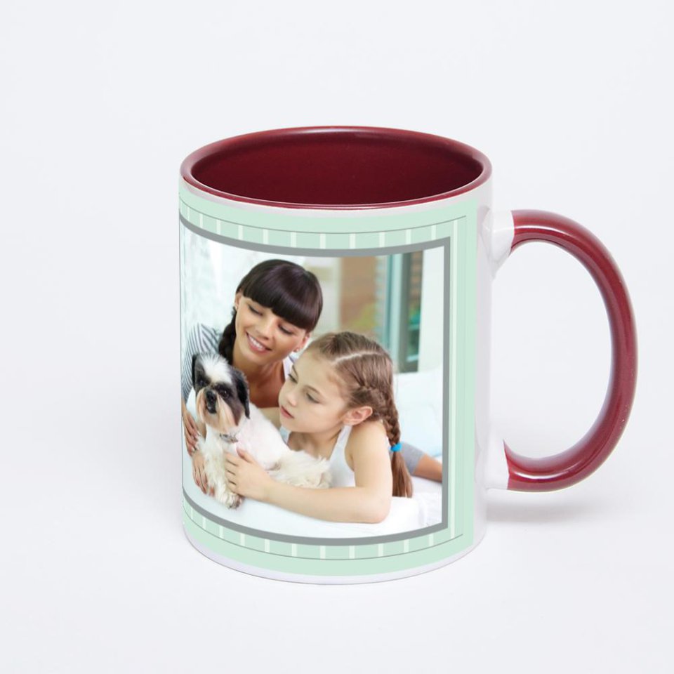 Бордовая кружка с фотопечатью