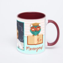 Бордовая кружка с фотопечатью