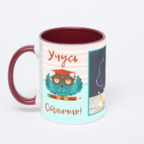 Бордовая кружка с фотопечатью