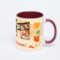 Бордовая кружка с фотопечатью