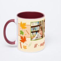 Бордовая кружка с фотопечатью