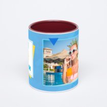 Бордовая кружка с фотопечатью