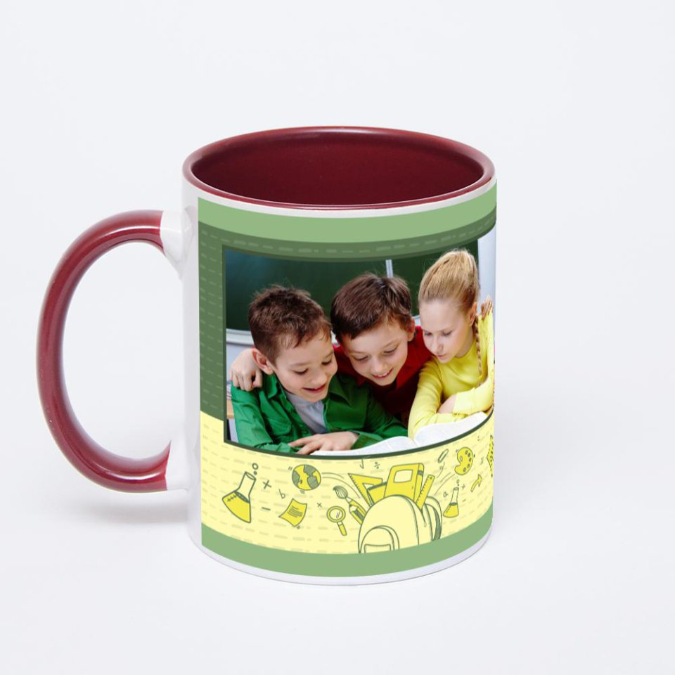 Бордовая кружка с фотопечатью