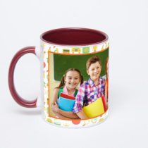 Бордовая кружка с фотопечатью