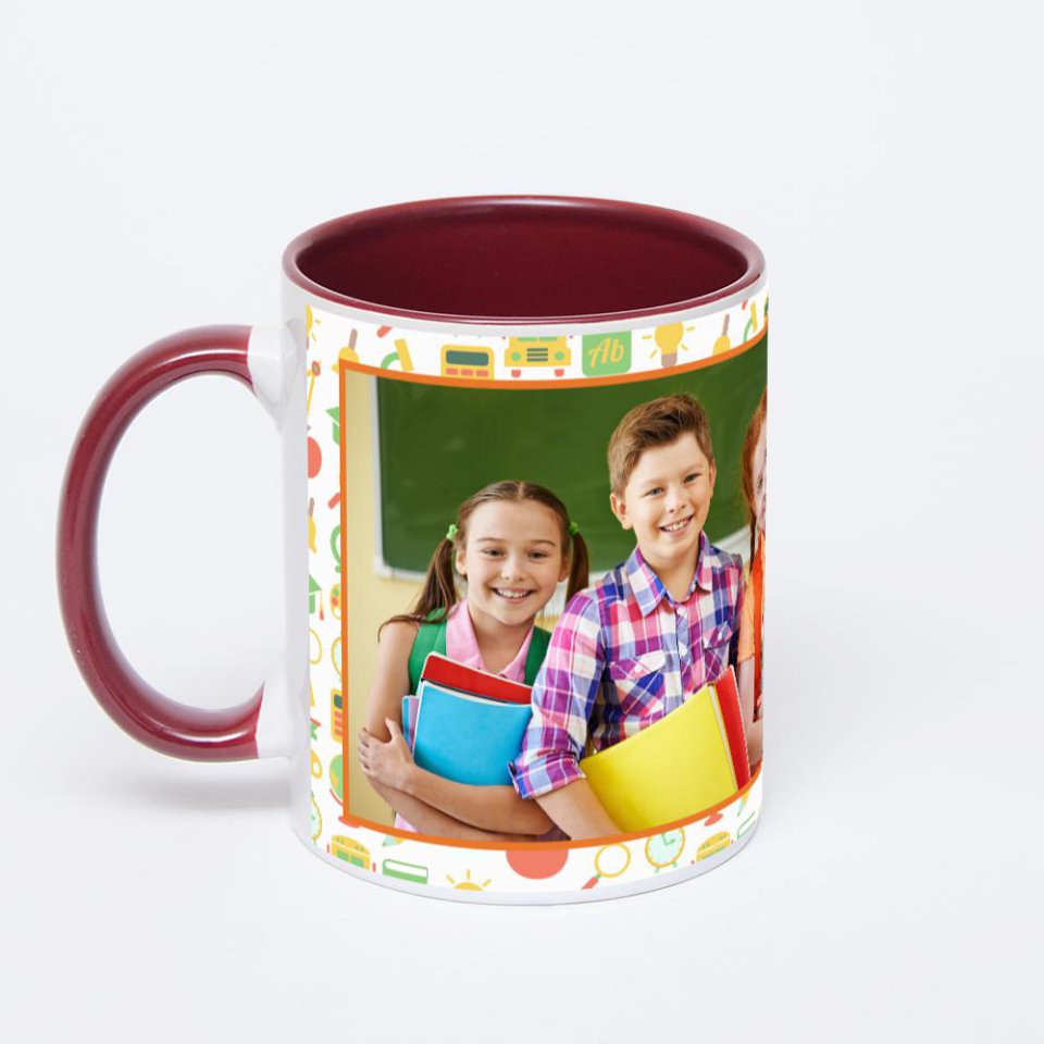 Бордовая кружка с фотопечатью