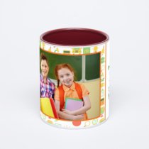 Бордовая кружка с фотопечатью