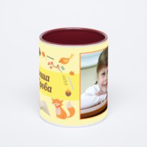 Бордовая кружка с фотопечатью
