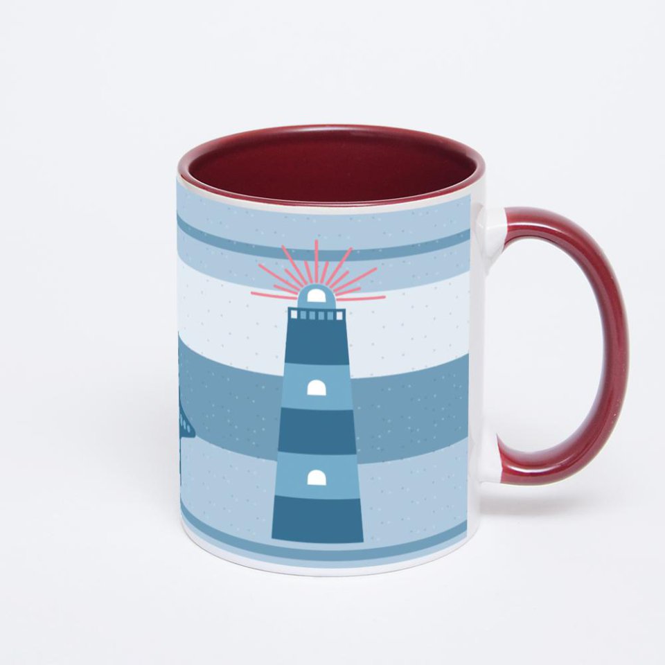 Бордовая кружка с фотопечатью