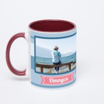 Бордовая кружка с фотопечатью