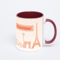 Бордовая кружка с фотопечатью