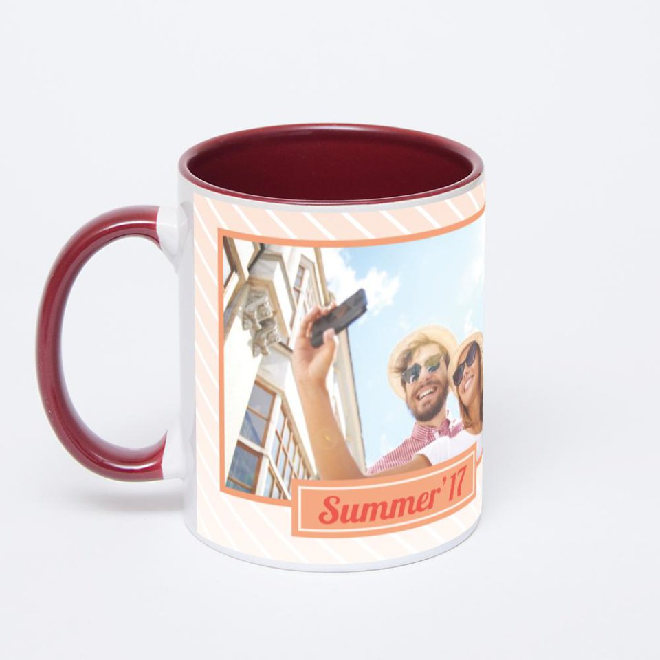 Бордовая кружка с фотопечатью