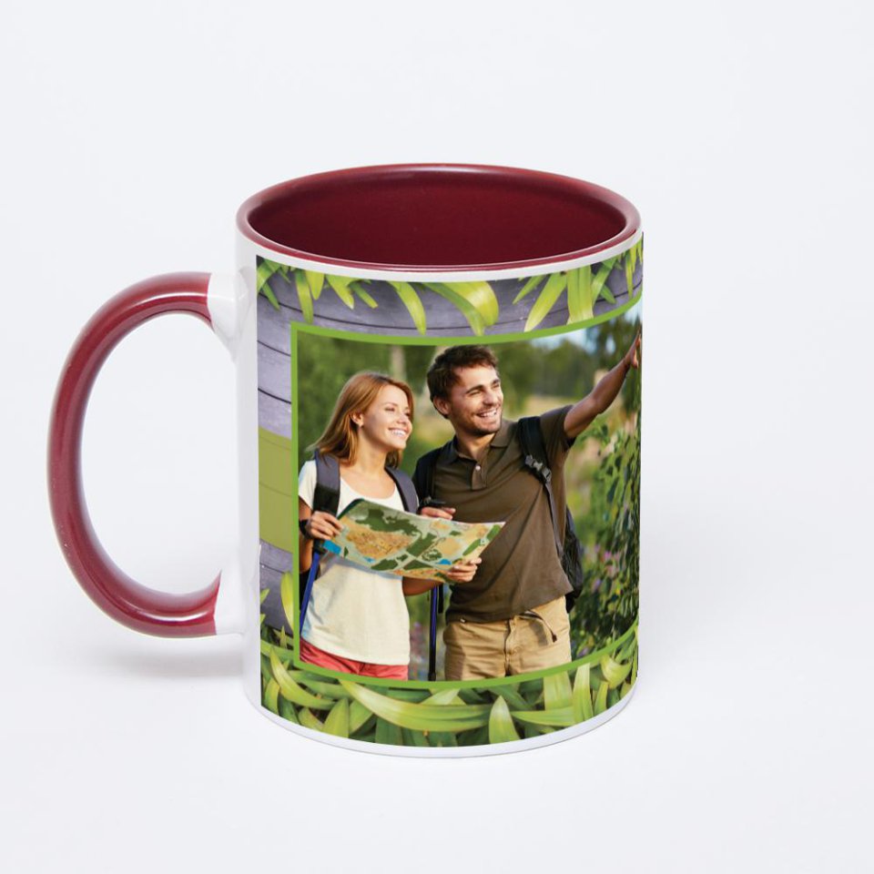 Бордовая кружка с фотопечатью