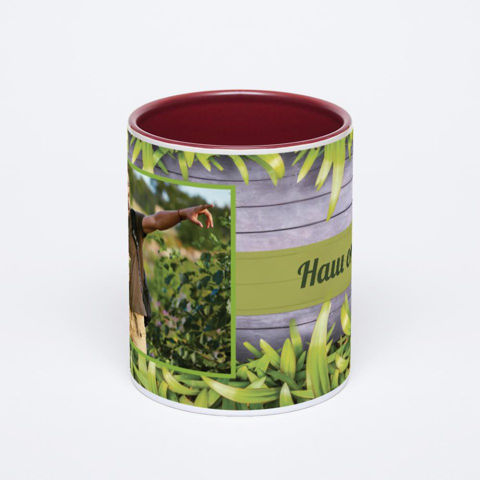 Бордовая кружка с фотопечатью