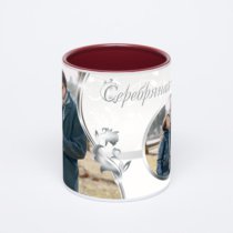 Бордовая кружка с фотопечатью