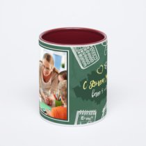 Бордовая кружка с фотопечатью