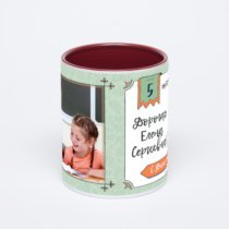 Бордовая кружка с фотопечатью