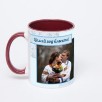 Бордовая кружка с фотопечатью