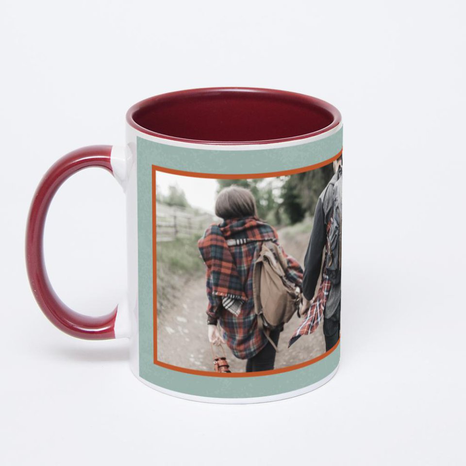 Бордовая кружка с фотопечатью