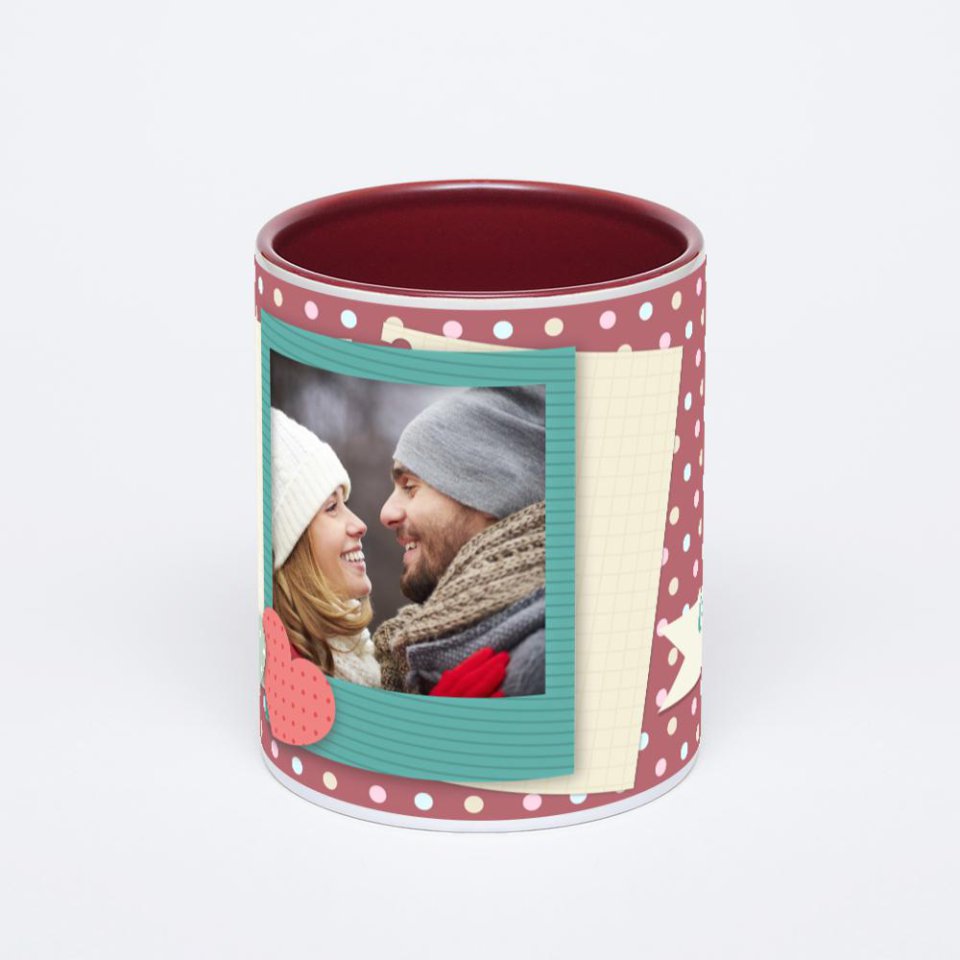 Бордовая кружка с фотопечатью